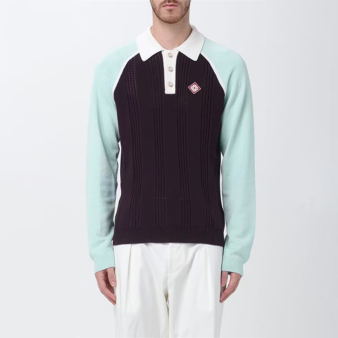 casablanca color-block knit polo shirt
